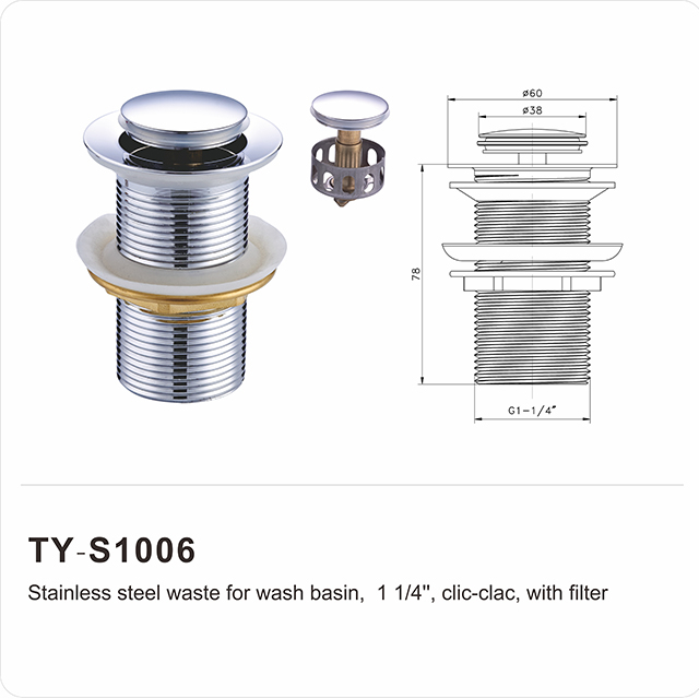 Anti-colmatage, bonde escamotable pour lavabo avec panier, 32 mm 