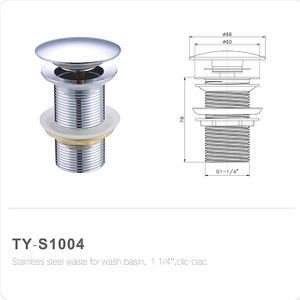 Bonde pop up pour lavabo (vidage clic-clac) sans fente 32mm