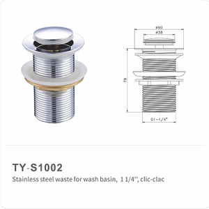 Bonde pop up pour lavabo (vidage clic-clac) sans fente 32mm